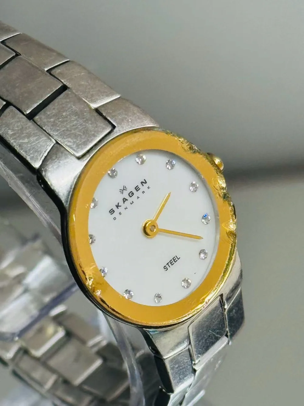 Vintage Skagen Denmark Women’s Quartz Watch Two Tone 23mm New Battery Runs